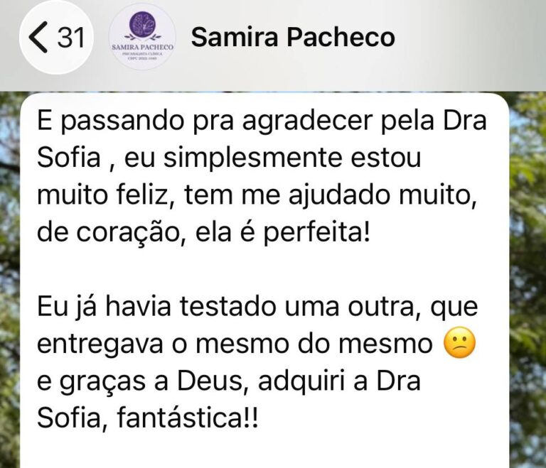 Depoimento Samira - Dra. Sofia/Luciana Rodrigues
